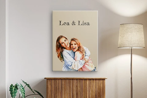 impression sur toile d'un portrait sur mesure d'un couple