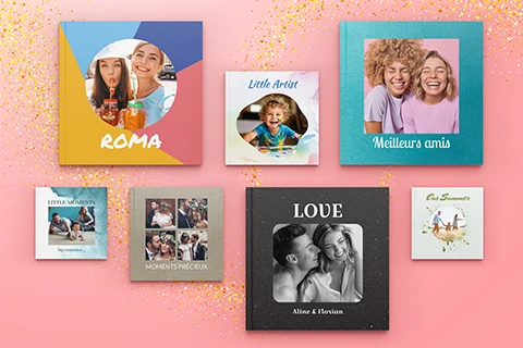 assortiment de 7 livres photo de tailles différentes