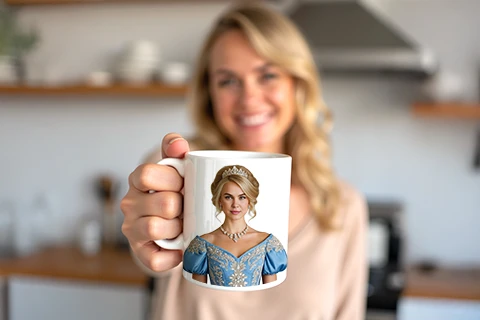 tasse avec portrait royal personnalisé